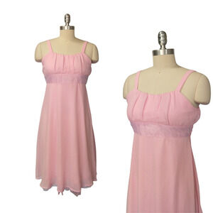 Vintage Y2K Pink Fairy Dress Size M Sleeveless Milkmaid Tie Back Fairycore 2000s